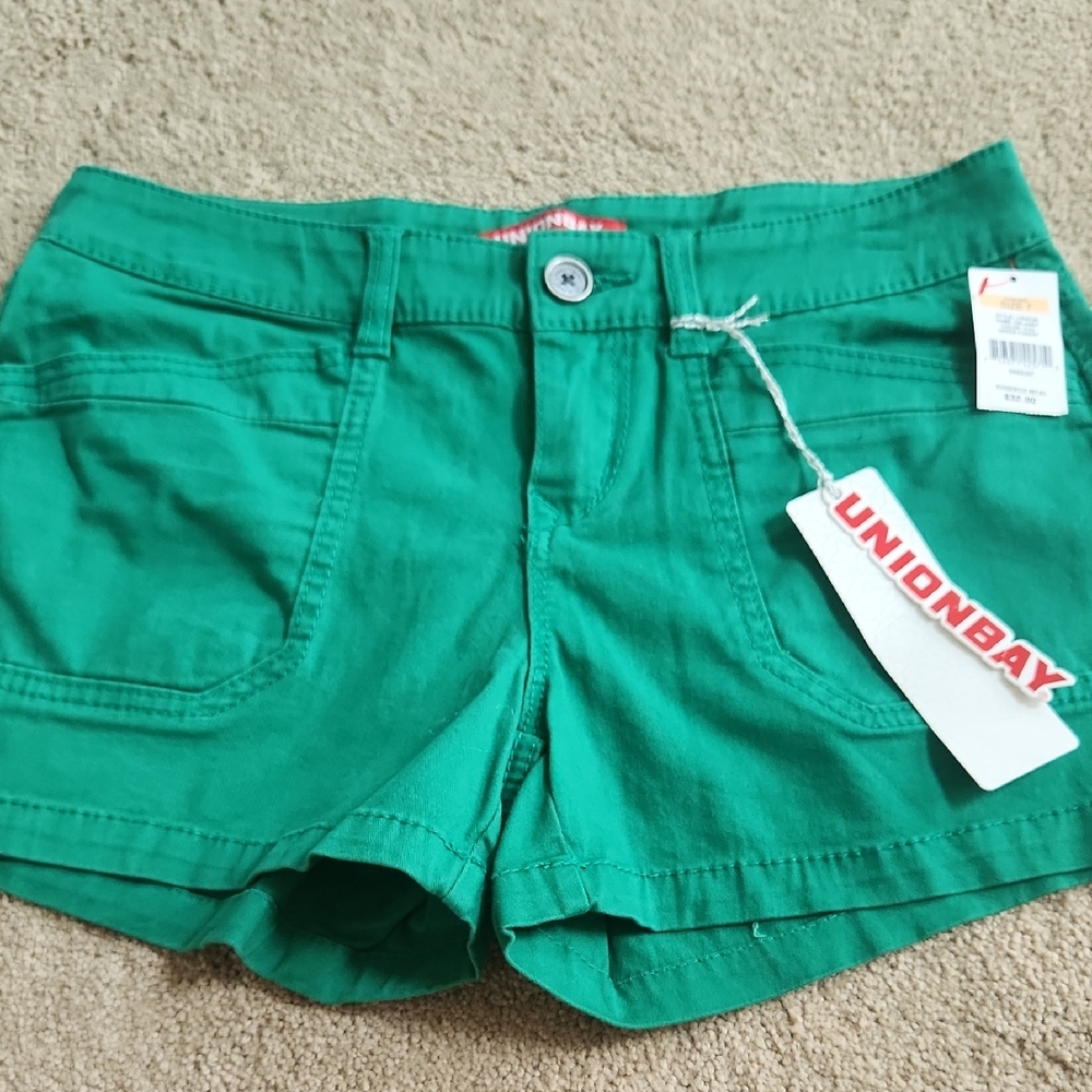 UNIONBAY Green Jean Shorts with Rolled Hem